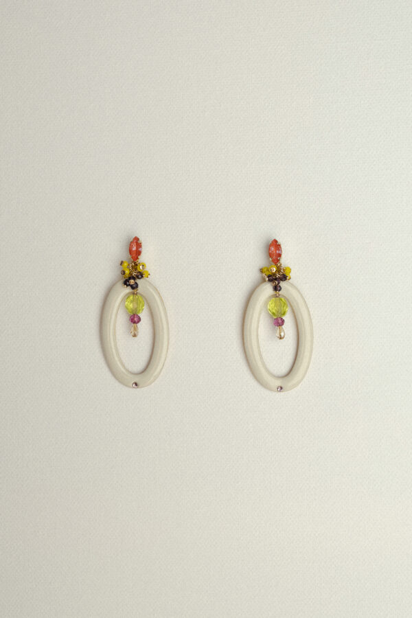 Pendientes Aro Oval Esmaltado con Cristales