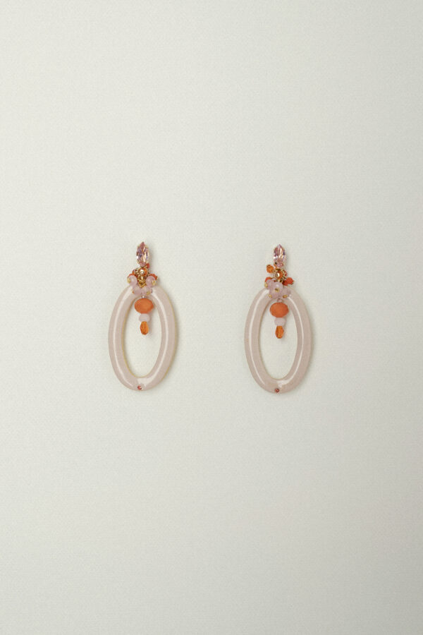 Pendientes Aro Oval Esmaltado con Cristales