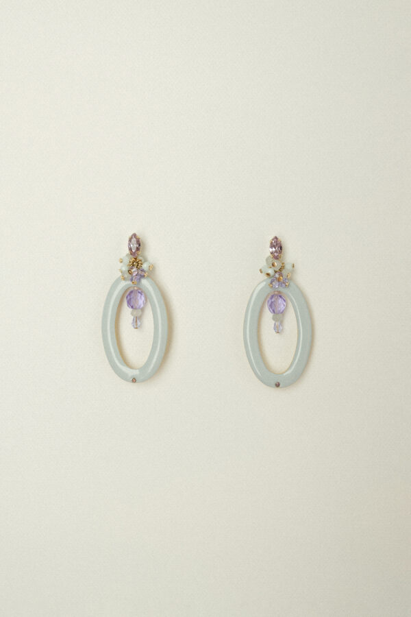 Pendientes Aro Oval Esmaltado con Cristales