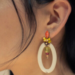 Pendientes Aro Oval Esmaltado con Cristales