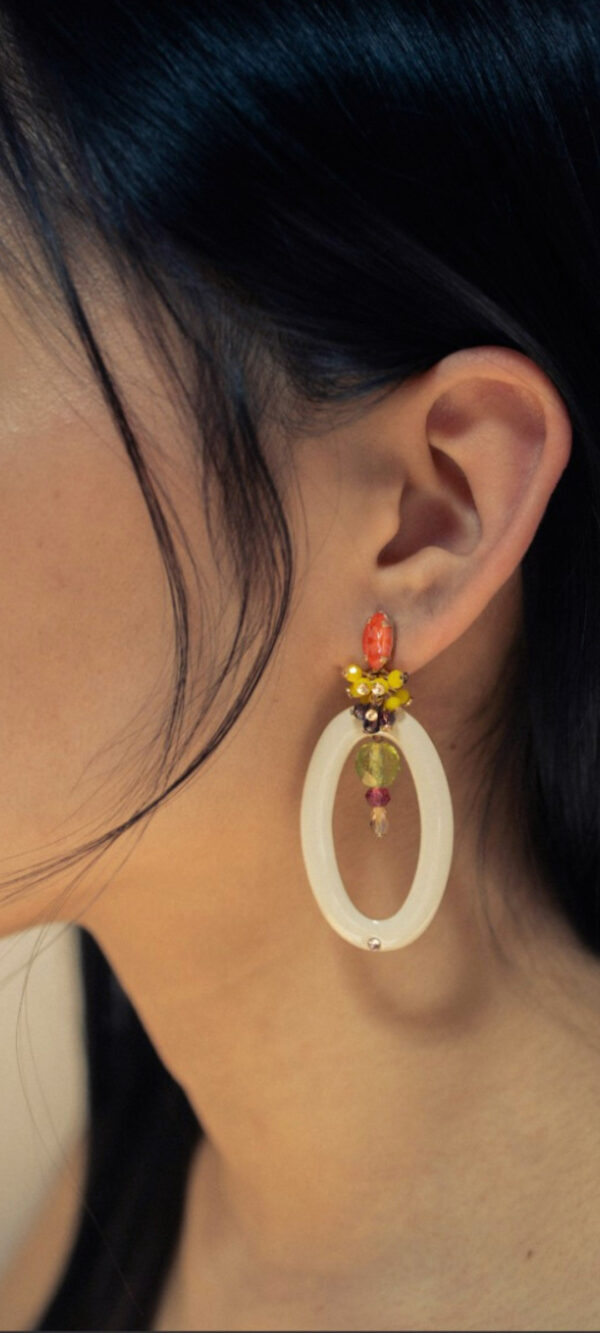 Pendientes Aro Oval Esmaltado con Cristales