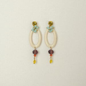 Pendientes Aro Oval Esmaltados con Cristales - Tamaño Pequeño