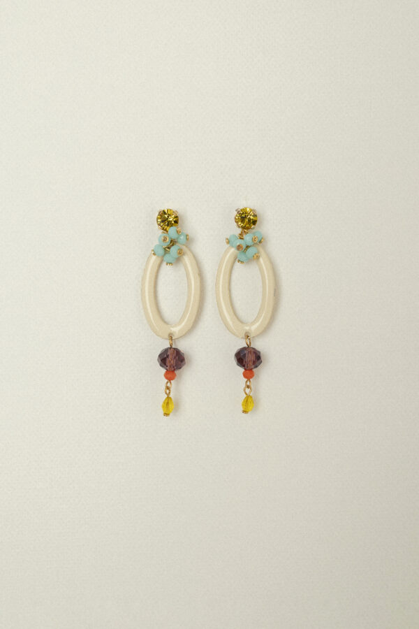 Pendientes Aro Oval Esmaltados con Cristales - Tamaño Pequeño