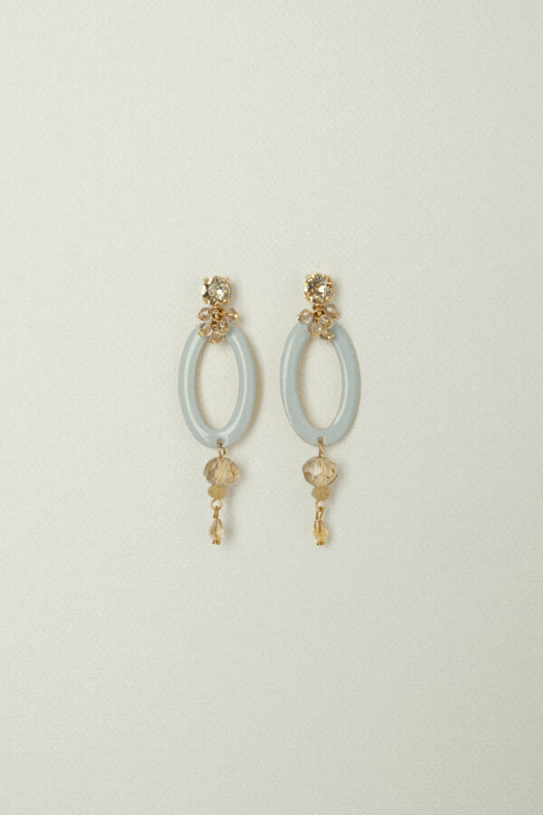Pendientes Aro Oval Esmaltados con Cristales - Tamaño Pequeño