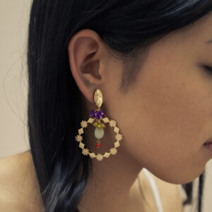 Pendientes de Pieza Labrada Esmaltada, con Cristales